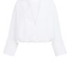 YAYA - Košeľa poplínová balónová s V-výstrihom - pure white