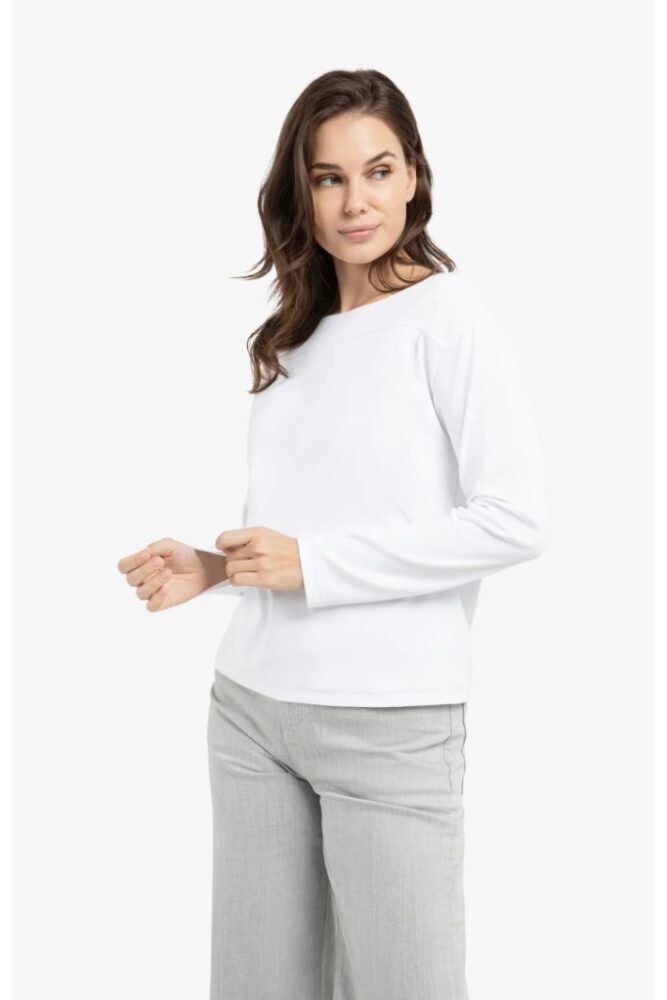 YAYA - Top s dlhými rukávmi a prepracovanými švami - pure white