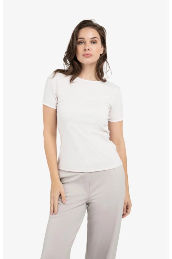 YAYA - Tričko s kontrasným detailom - gray lilac