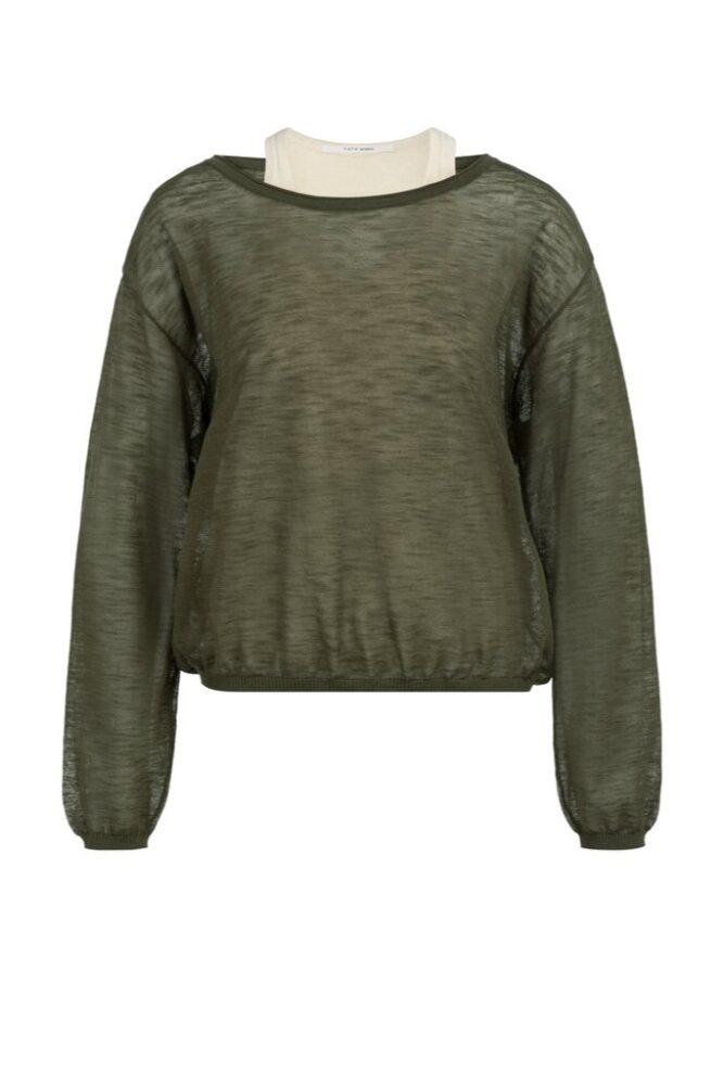 YAYA - Pulóver s tielkom - army green