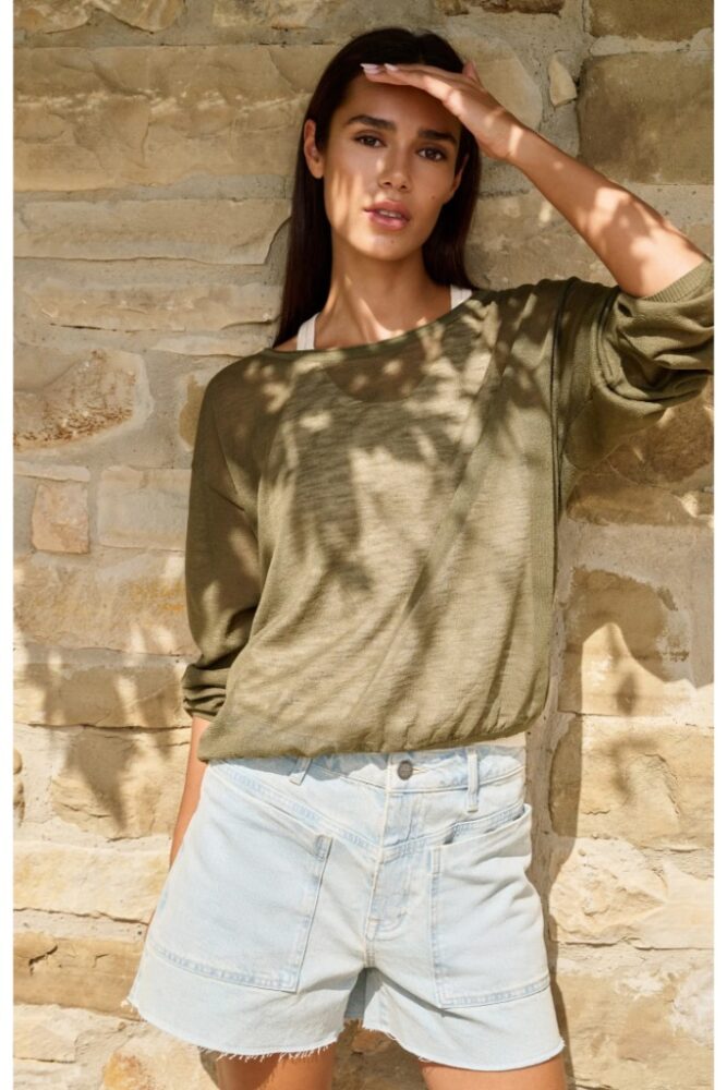 YAYA - Pulóver s tielkom - army green