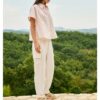 YAYA - Nohavice cargo s rovnými nohavicami a záhybmi - creme beige