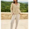 YAYA - Nohavice cargo s rovnými nohavicami a záhybmi - creme beige