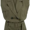 YAYA - Overal zo zmesi ľanu s opaskom v páse - army green
