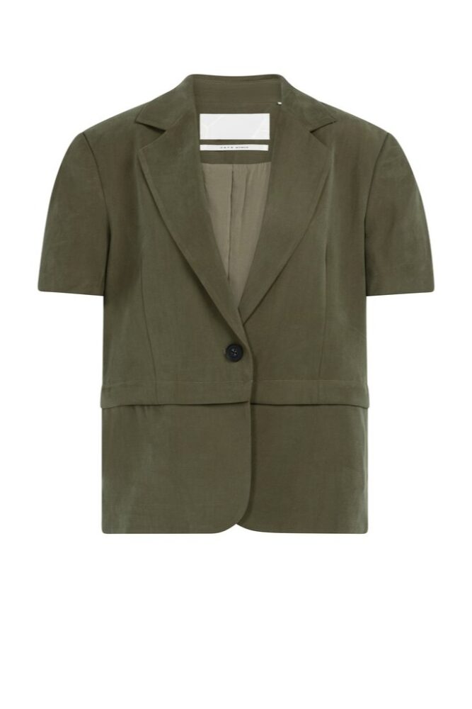 YAYA - Sako s krátkymi rukávmi a odnímateľným lemom na zips - army green