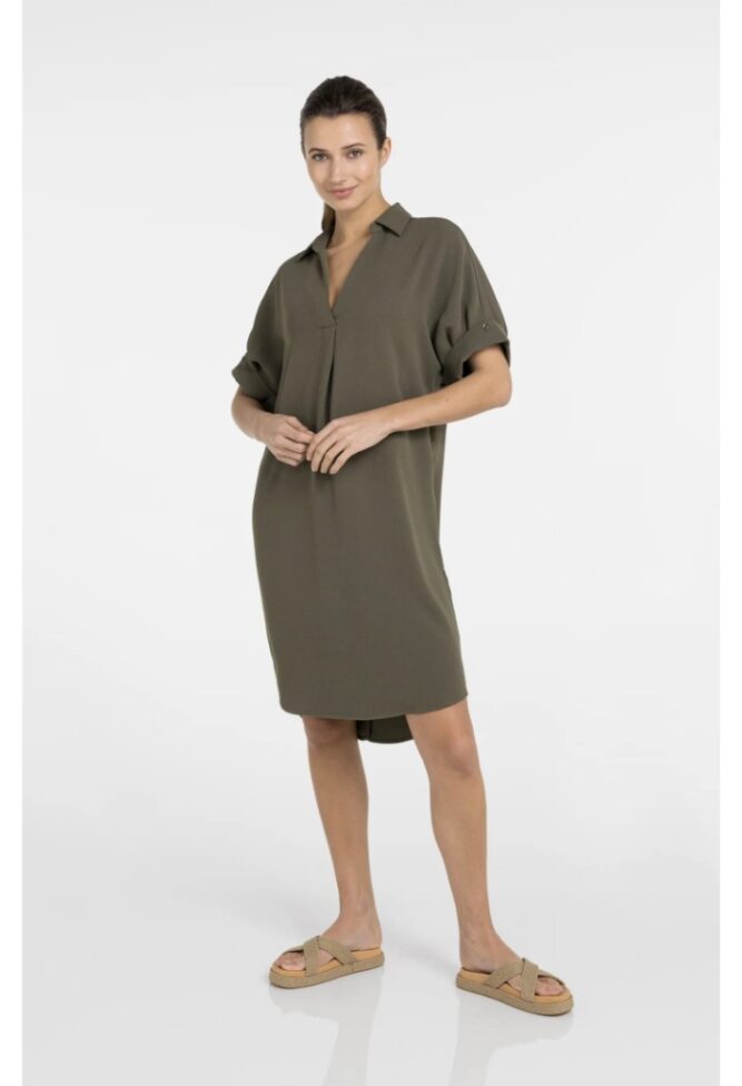 plisovanými rukávmi a voľným strihom - army green