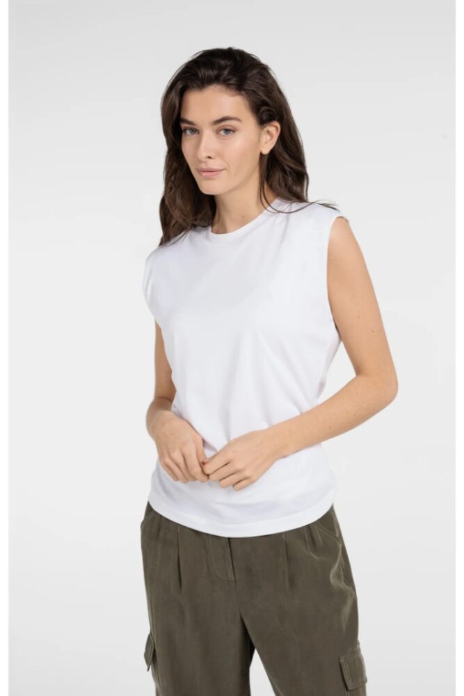 YAYA - Top bez rukávov so skladanými bočnými švami - pure white