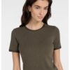 YAYA - Tričko so sieťovanými detailmi - army green