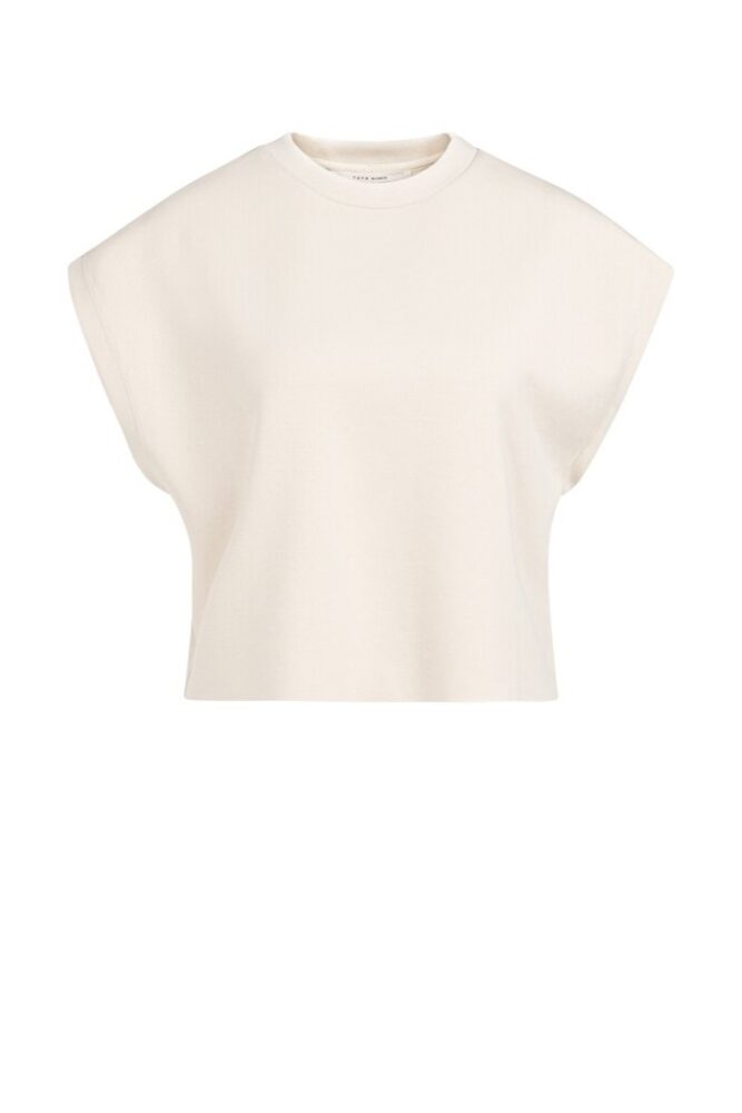 YAYA - Top bez rukávov s voľným strihom a rebrovými detailmi - cloud creme white