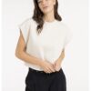 YAYA - Top bez rukávov s voľným strihom a rebrovými detailmi - cloud creme white