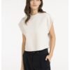 YAYA - Top bez rukávov s voľným strihom a rebrovými detailmi - cloud creme white
