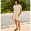 YAYA - Top bez rukávov s voľným strihom a rebrovými detailmi - cloud creme white