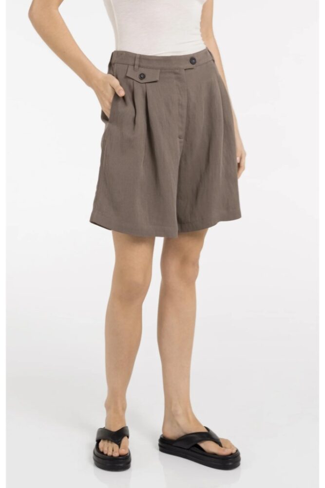 YAYA - Nohavice krátke - bermudy s elastickým pásom - washed brown