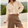 YAYA - Nohavice krátke - bermudy s elastickým pásom - washed brown