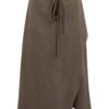 YAYA - Midi sukňa s prekríženým strihom a viazacím pásikom - washed brown