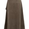 YAYA - Midi sukňa s prekríženým strihom a viazacím pásikom - washed brown