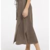 YAYA - Midi sukňa s prekríženým strihom a viazacím pásikom - washed brown