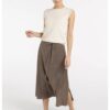 YAYA - Midi sukňa s prekríženým strihom a viazacím pásikom - washed brown