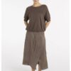 YAYA - Midi sukňa s prekríženým strihom a viazacím pásikom - washed brown