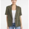 YAYA - Sako s krátkymi rukávmi a odnímateľným lemom na zips - army green