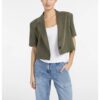 YAYA - Sako s krátkymi rukávmi a odnímateľným lemom na zips - army green