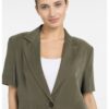YAYA - Sako s krátkymi rukávmi a odnímateľným lemom na zips - army green