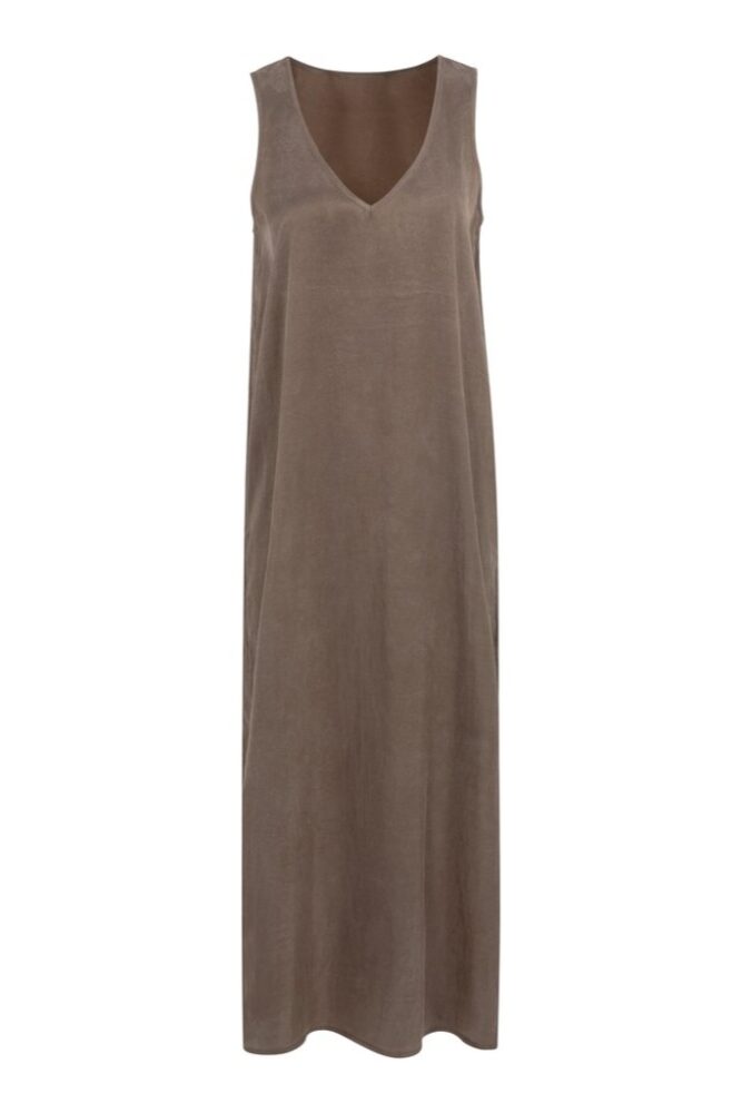 YAYA - Šaty s krčenou textúrou a výstrihom do V - washed brown