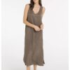 YAYA - Šaty s krčenou textúrou a výstrihom do V - washed brown
