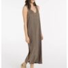 YAYA - Šaty s krčenou textúrou a výstrihom do V - washed brown