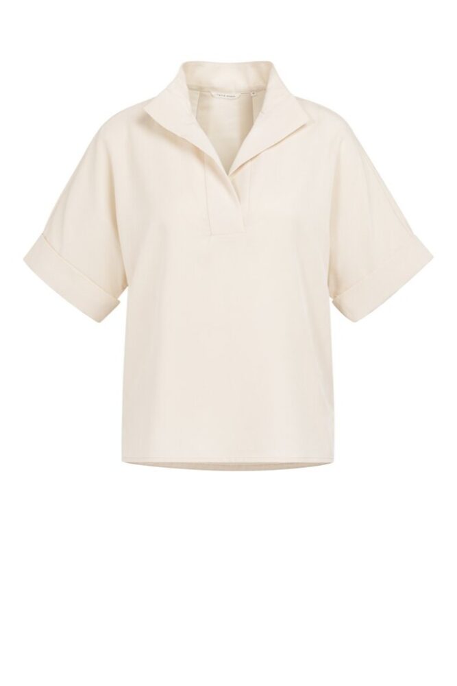 YAYA - Top s krátkymi rukávmi a golierom typu polo - cloud creme white