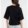 YAYA - Tričko s tkanými detailmi a krátkymi rukávmi - black