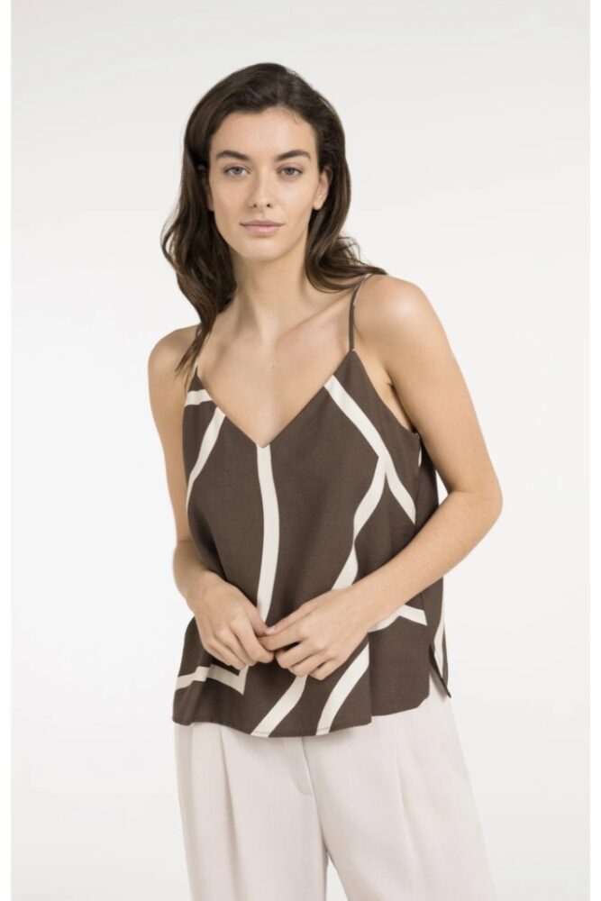 YAYA - Top na ramienka so vzorom - chocolate martini brown dessin