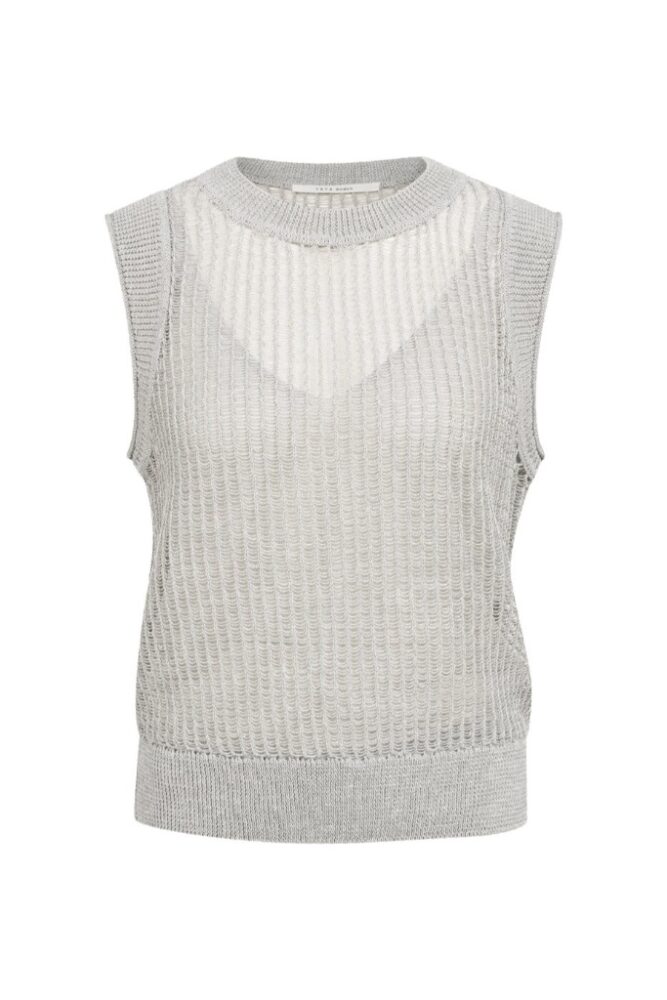 YAYA - Top z úpletu so spodnou vrstvou - light grey melange