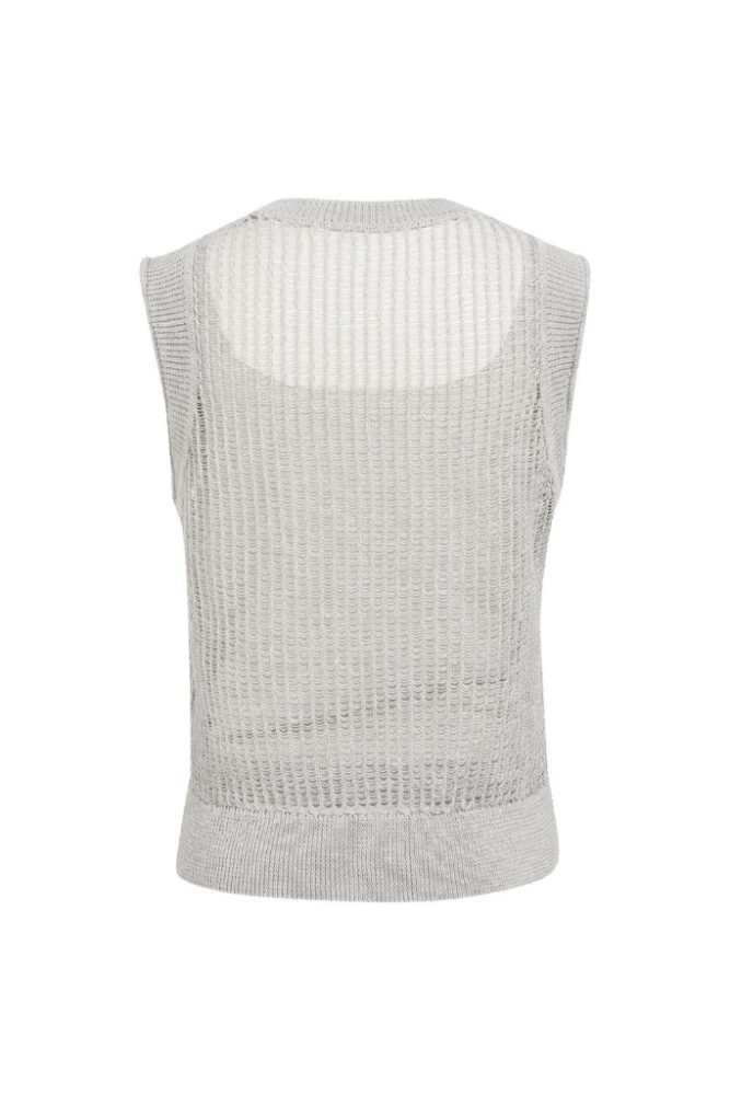 YAYA - Top z úpletu so spodnou vrstvou - light grey melange