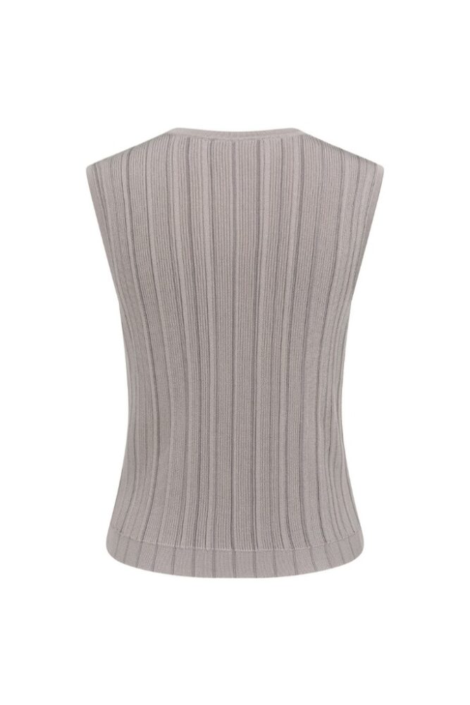 YAYA - Pletená vesta s výstrihom do V - alabaster gray dessin