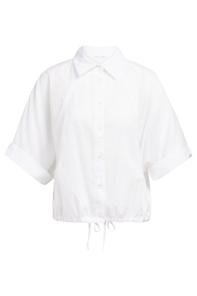 YAYA - Blúzka so širokými rukávmi a pletenými detailmi - pure white