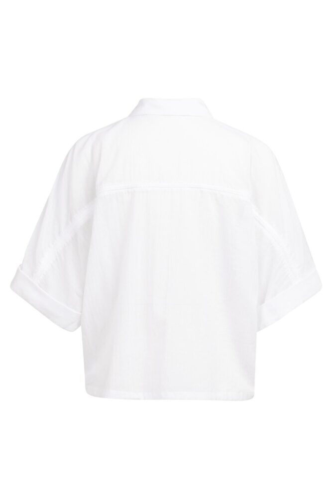 YAYA - Blúzka so širokými rukávmi a pletenými detailmi - pure white
