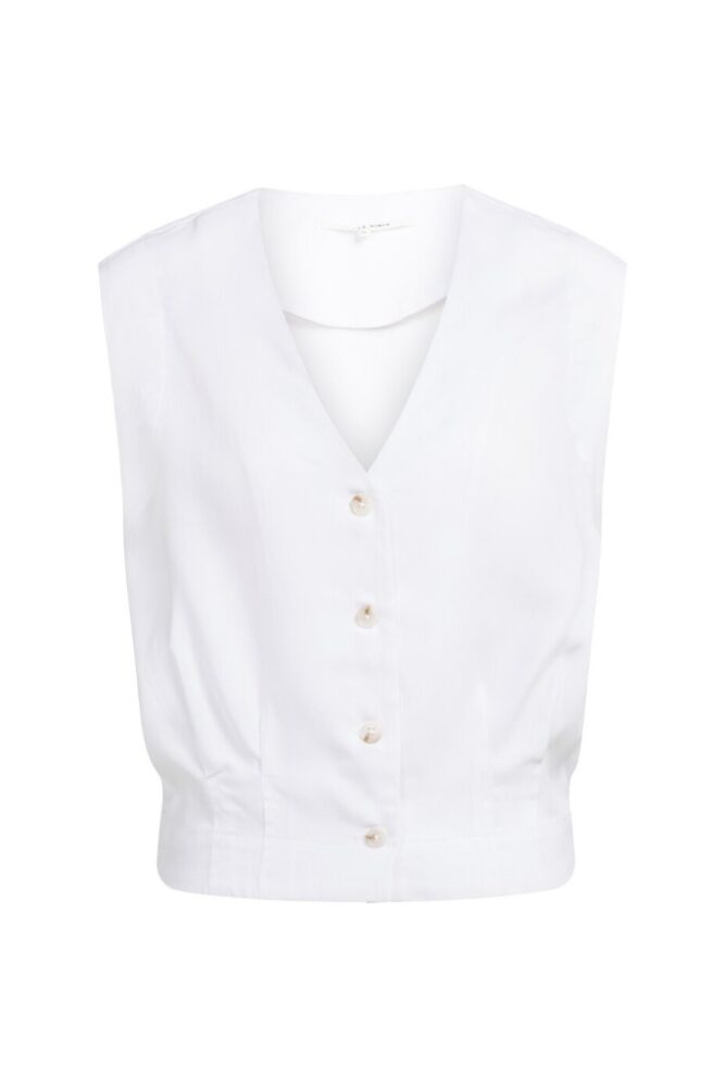 YAYA - Blúzka bez rukávov s elastickým lemom - pure white