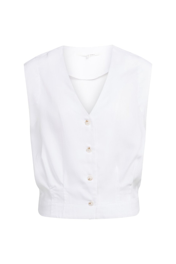 YAYA - Blúzka bez rukávov s elastickým lemom - pure white