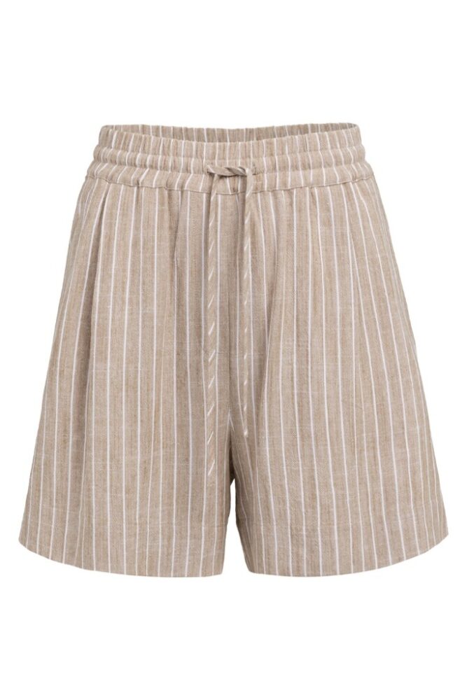 YAYA - Pruhované šortky s elastickým pásom - safari brown dessin
