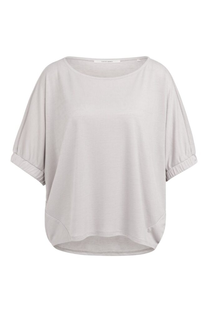 YAYA - Top s lodičkovým výstrihom a elastickými manžetami - alabaster gray