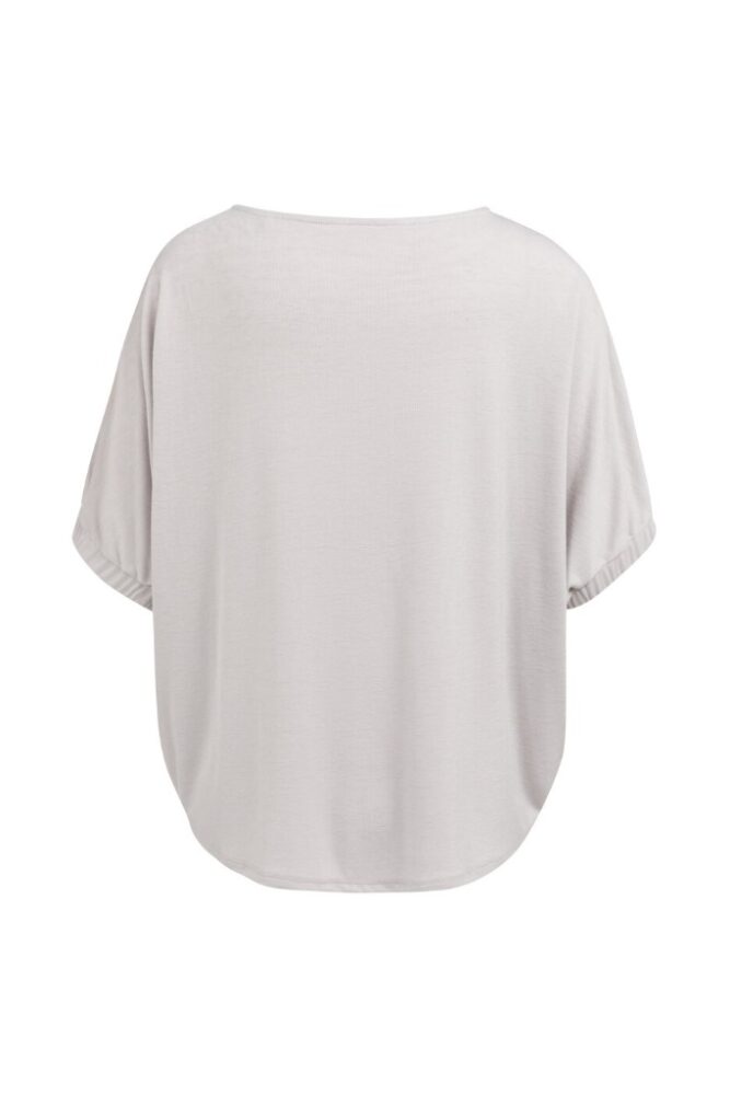 YAYA - Top s lodičkovým výstrihom a elastickými manžetami - alabaster gray