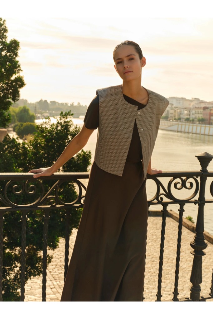YAYA - Pletený top s krátkym rukávom a splývavým výstrihom - slate black brown