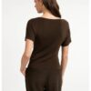 YAYA - Pletený top s krátkym rukávom a splývavým výstrihom - slate black brown