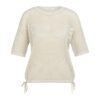 YAYA - Ľahký ažúrový pletený top s krátkym rukávom a jemným nápisom - beige