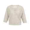 YAYA - Jemný sveter s výstrihom do V a 3/4 rukávmi - beige melange