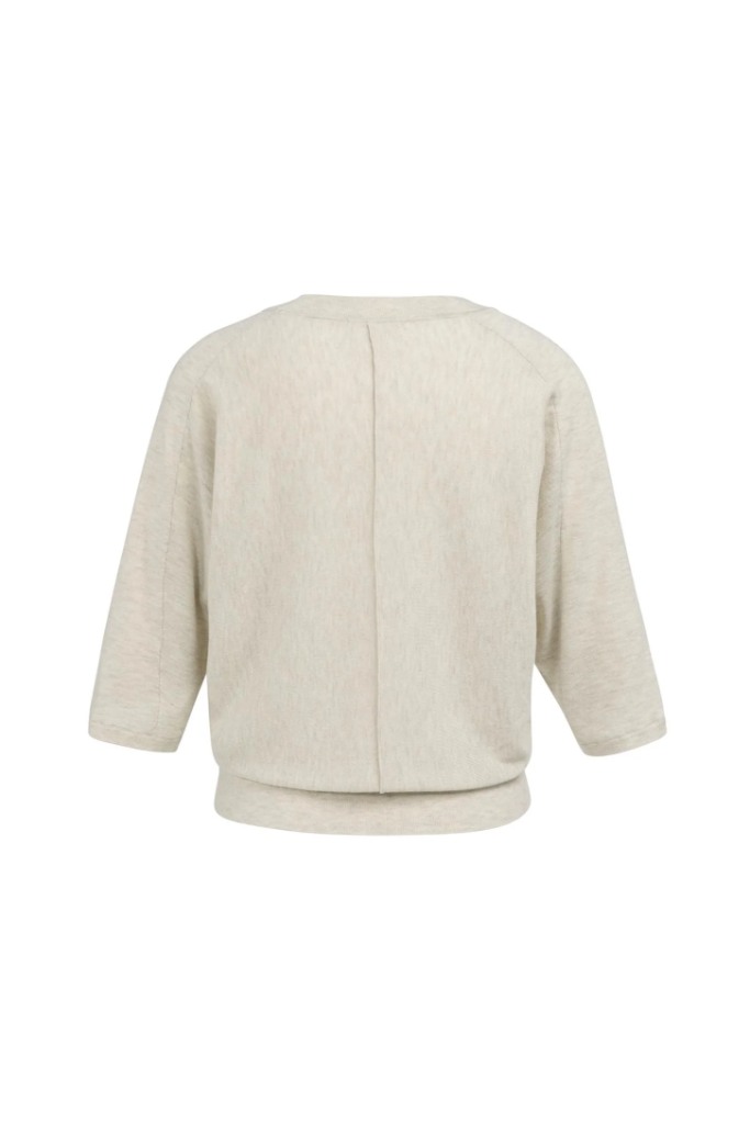 YAYA - Jemný sveter s výstrihom do V a 3/4 rukávmi - beige melange