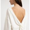 YAYA - Mikina s výstrihom do V na chrbte a efektným prekrížením - milk beige