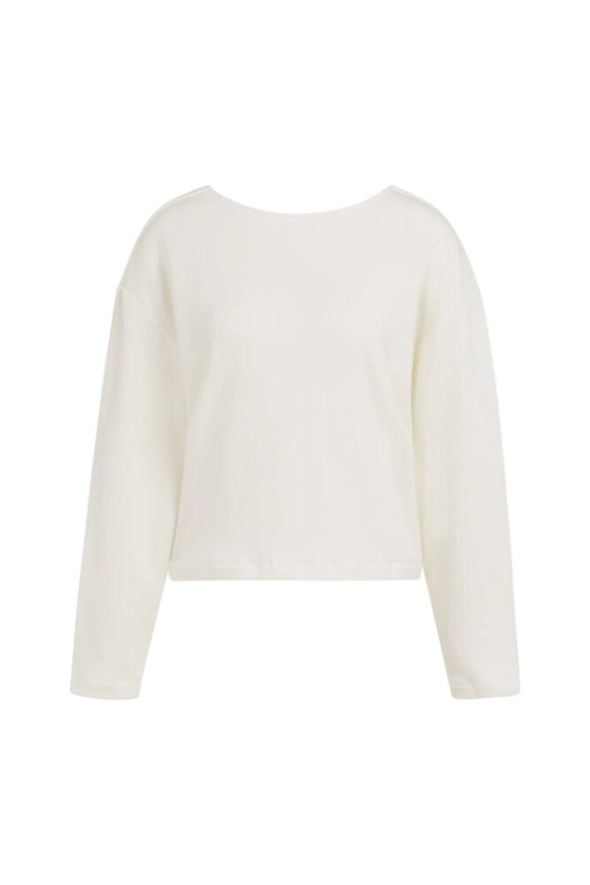 YAYA - Mikina s výstrihom do V na chrbte a efektným prekrížením - milk beige