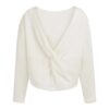 YAYA - Mikina s výstrihom do V na chrbte a efektným prekrížením - milk beige